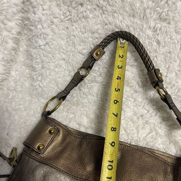 Fossil Patchwork Bronze​ ,Brown Suede Leather Medium Shoulder Handbag . - Picture 11 of 11